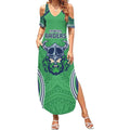 Raiders Rugby Custom Summer Maxi Dress With Polynesian Style