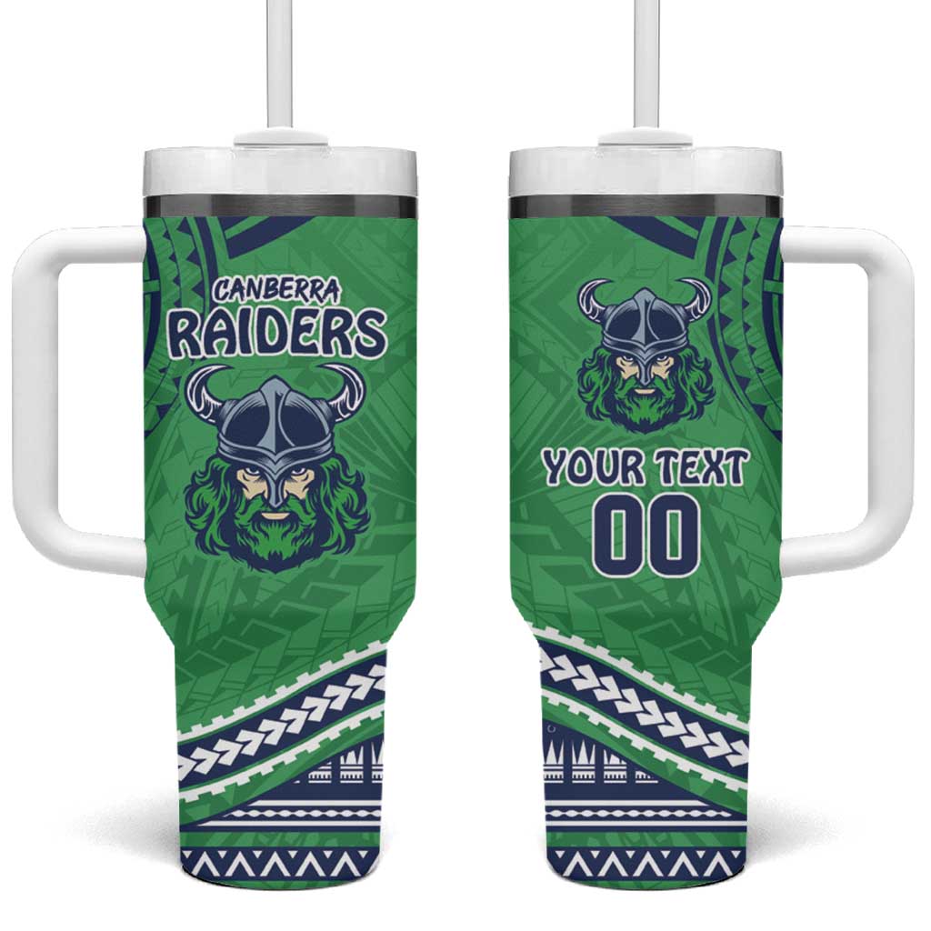 Raiders Rugby Custom Tumbler With Handle With Polynesian Style