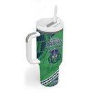 Raiders Rugby Custom Tumbler With Handle With Polynesian Style