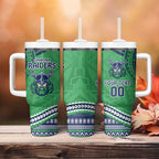 Raiders Rugby Custom Tumbler With Handle With Polynesian Style