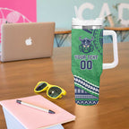 Raiders Rugby Custom Tumbler With Handle With Polynesian Style