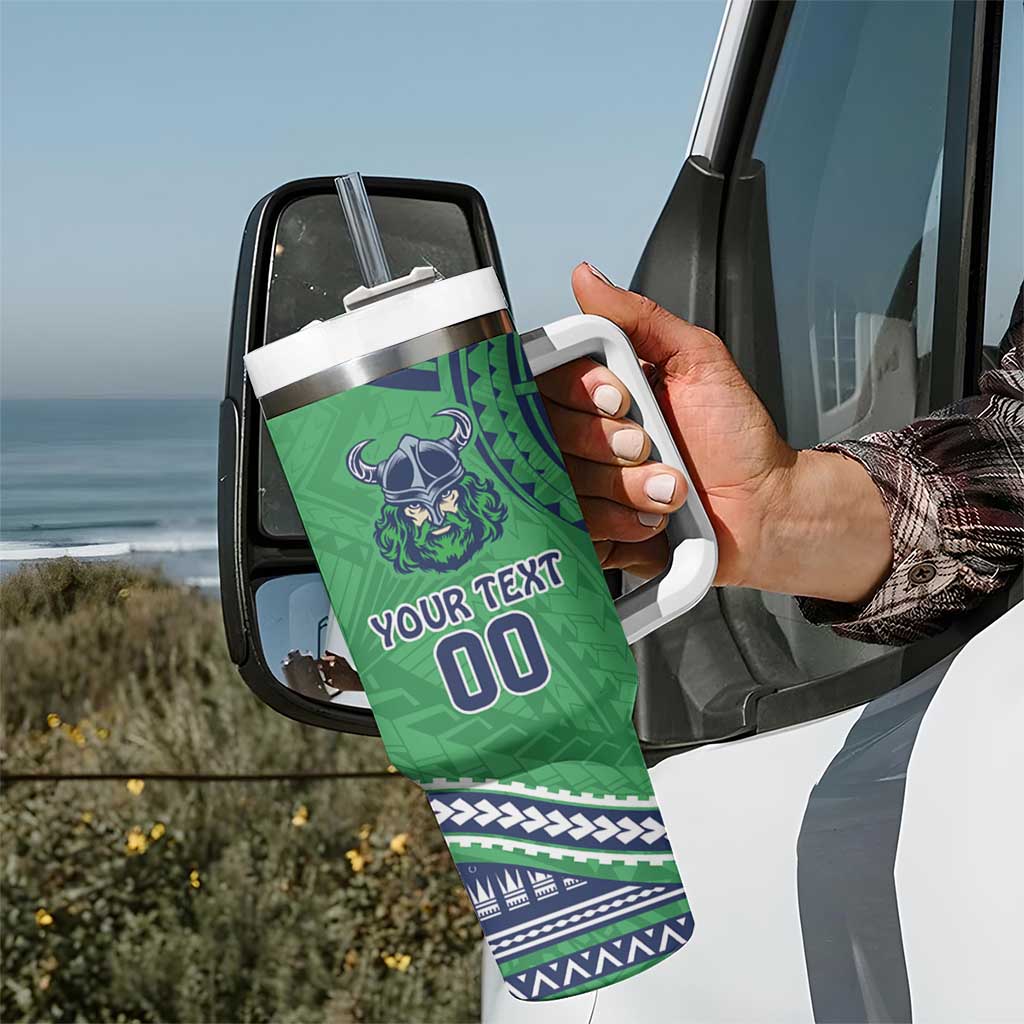 Raiders Rugby Custom Tumbler With Handle With Polynesian Style