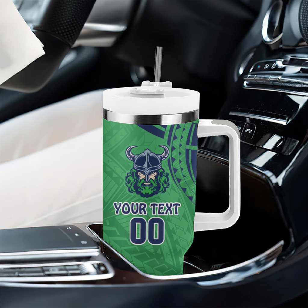 Raiders Rugby Custom Tumbler With Handle With Polynesian Style