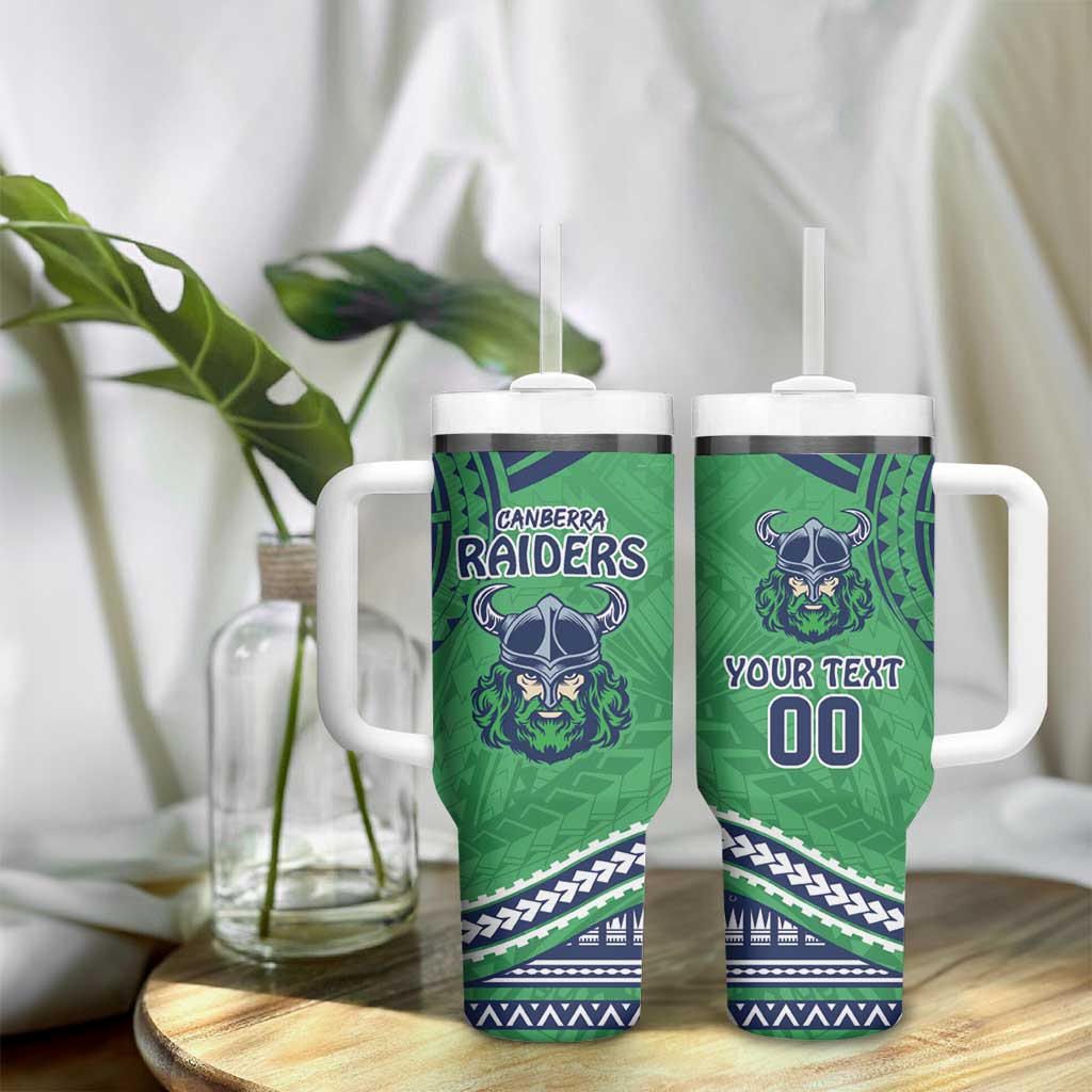 Raiders Rugby Custom Tumbler With Handle With Polynesian Style