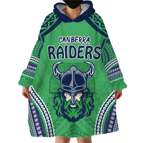 Raiders Rugby Custom Wearable Blanket Hoodie With Polynesian Style