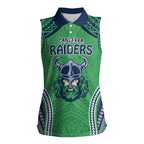 Raiders Rugby Custom Women Sleeveless Polo Shirt With Polynesian Style