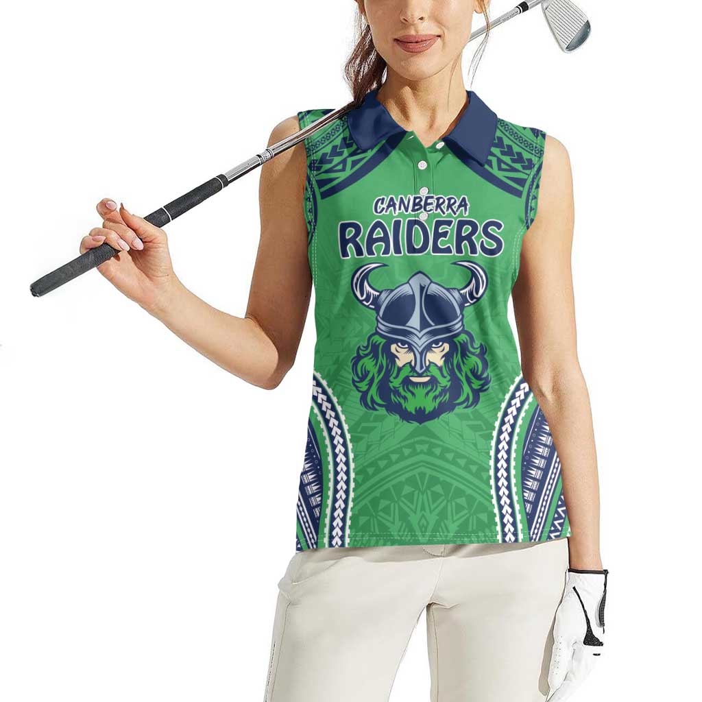 Raiders Rugby Custom Women Sleeveless Polo Shirt With Polynesian Style