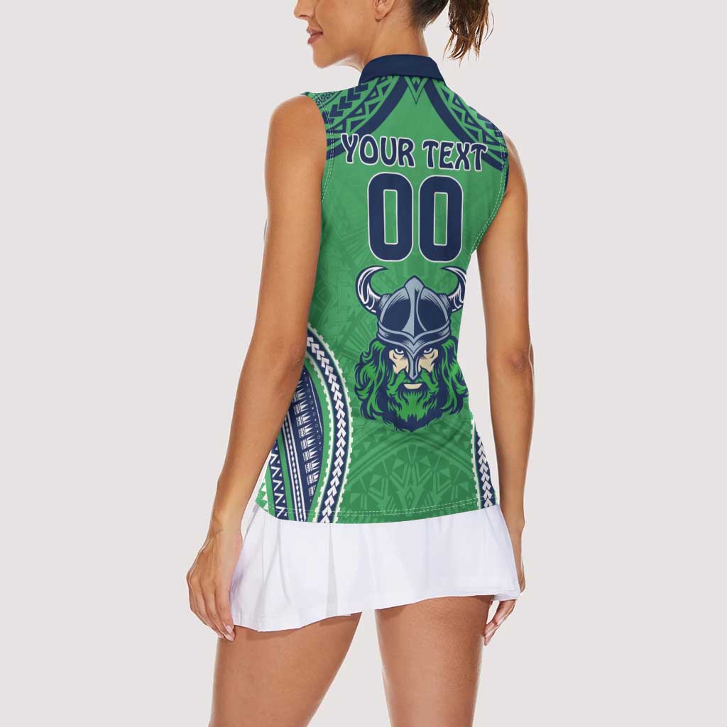 Raiders Rugby Custom Women Sleeveless Polo Shirt With Polynesian Style
