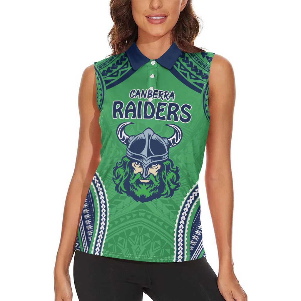 Raiders Rugby Custom Women Sleeveless Polo Shirt With Polynesian Style