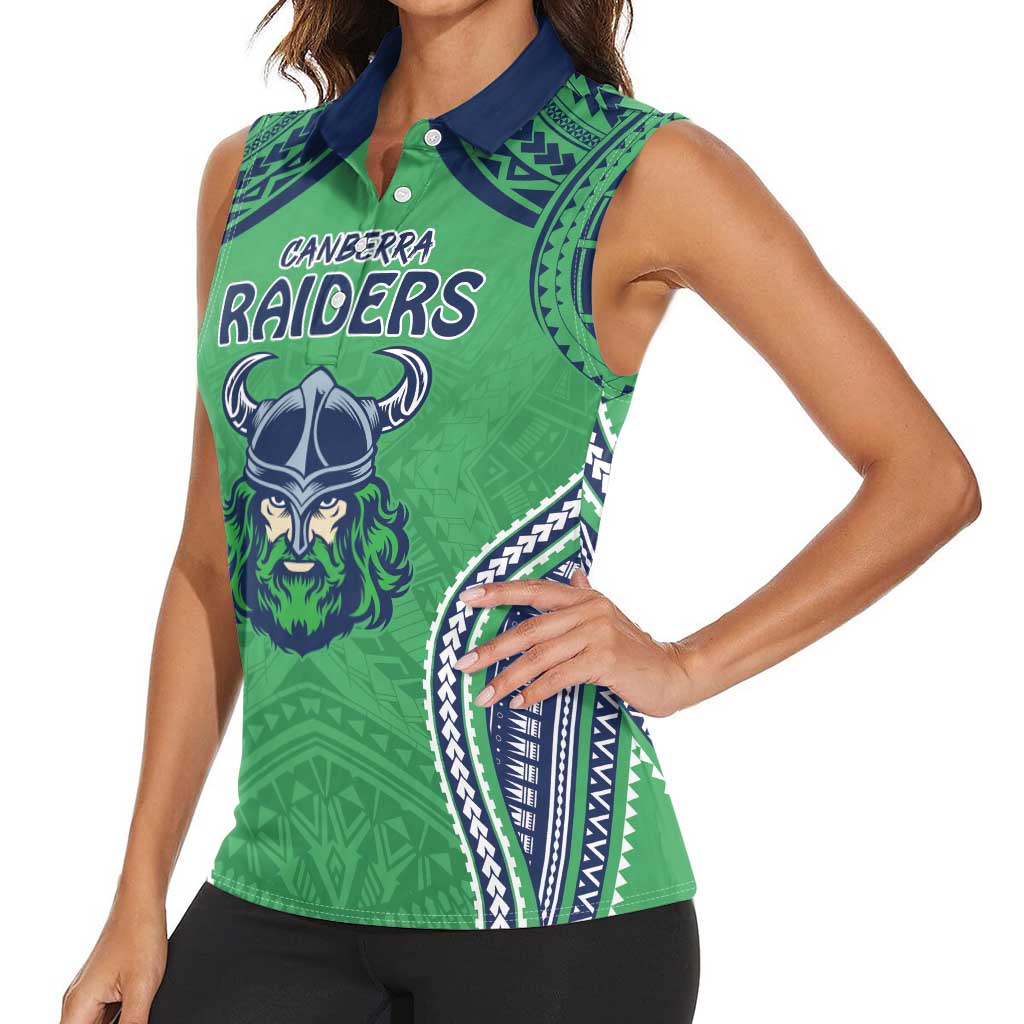 Raiders Rugby Custom Women Sleeveless Polo Shirt With Polynesian Style