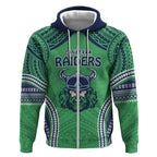 Raiders Rugby Custom Zip Hoodie With Polynesian Style