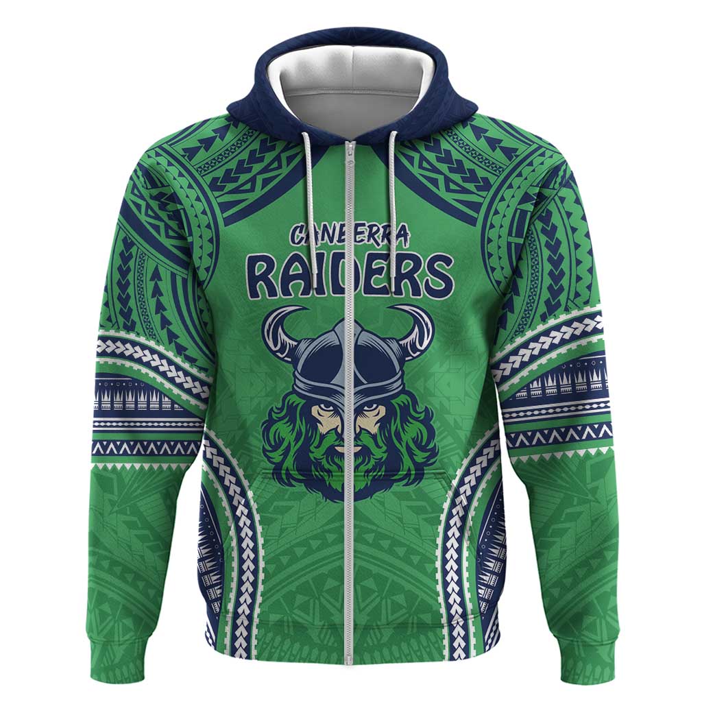 Raiders Rugby Custom Zip Hoodie With Polynesian Style