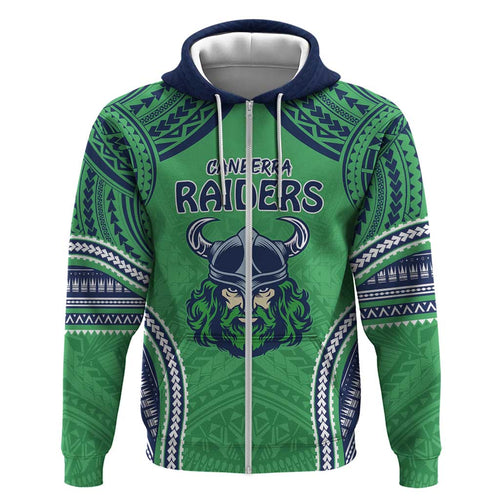 Raiders Rugby Custom Zip Hoodie With Polynesian Style