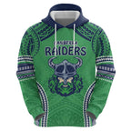 Raiders Rugby Custom Zip Hoodie With Polynesian Style