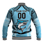 Sharks Rugby Custom Baseball Jacket With Polynesian Style