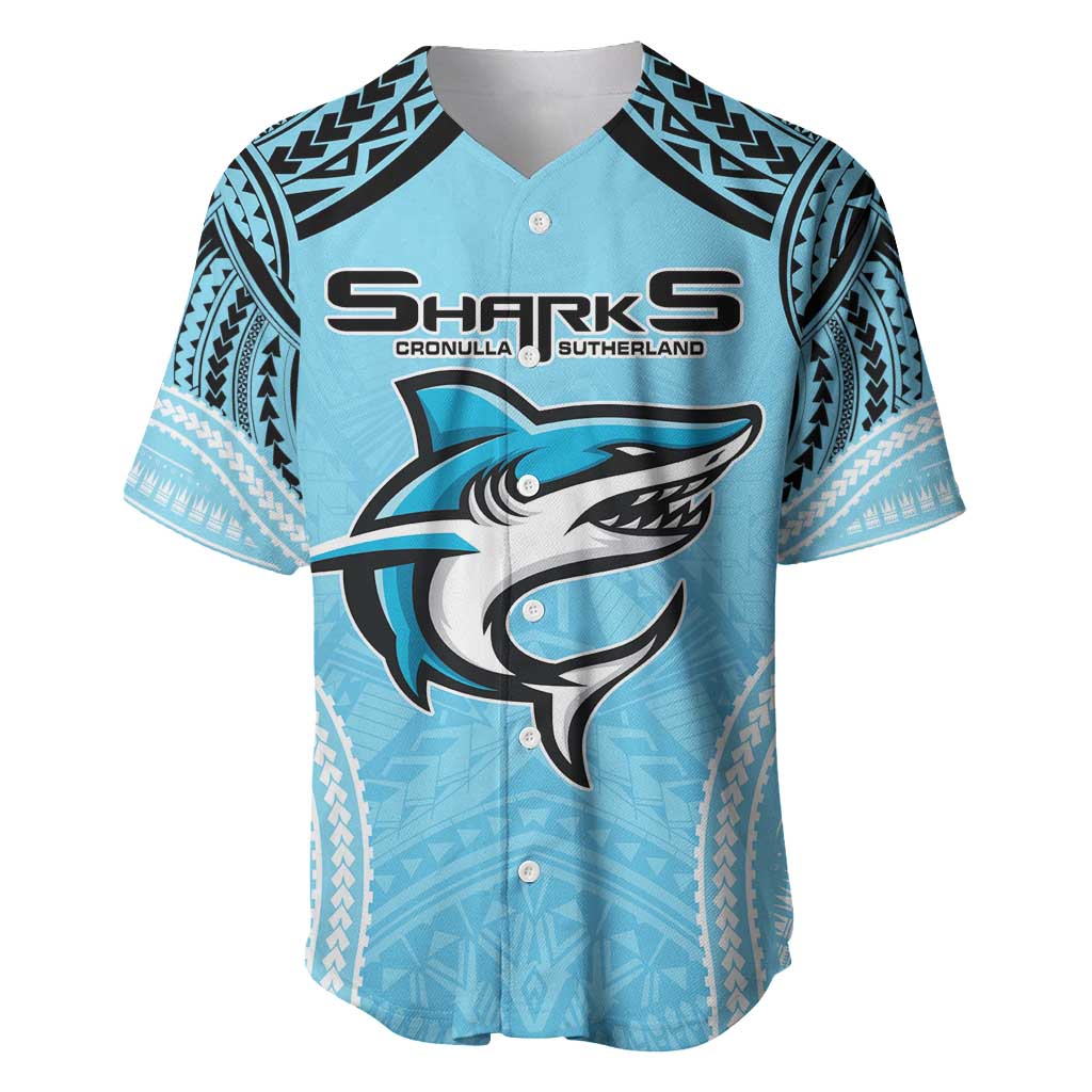Sharks Rugby Custom Baseball Jersey With Polynesian Style