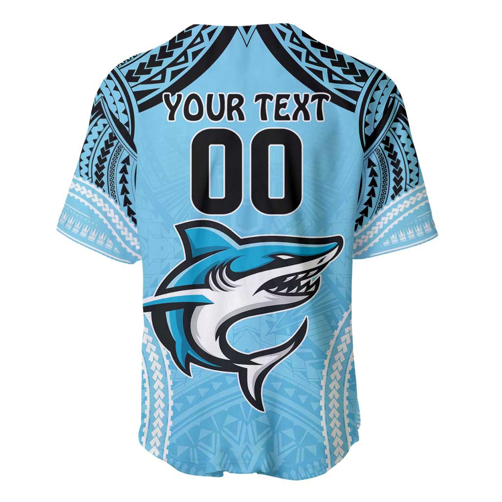 Sharks Rugby Custom Baseball Jersey With Polynesian Style