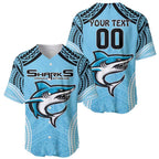 Sharks Rugby Custom Baseball Jersey With Polynesian Style
