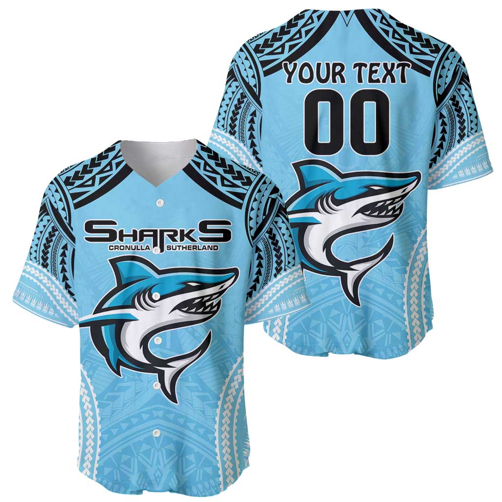 Sharks Rugby Custom Baseball Jersey With Polynesian Style