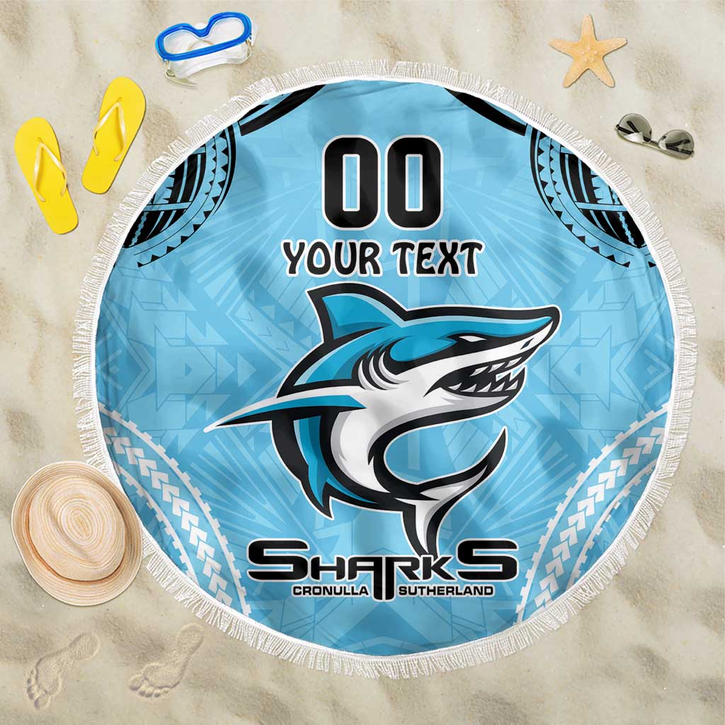 Sharks Rugby Custom Beach Blanket With Polynesian Style