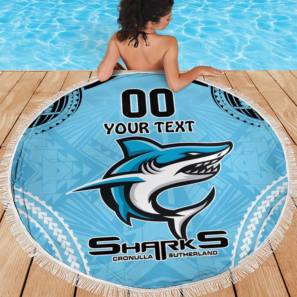 Sharks Rugby Custom Beach Blanket With Polynesian Style