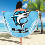 Sharks Rugby Custom Beach Blanket With Polynesian Style