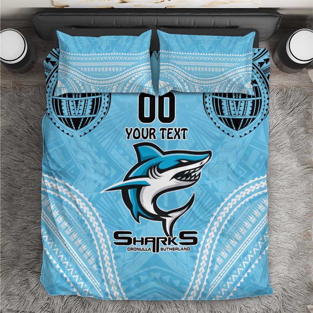 Sharks Rugby Custom Bedding Set With Polynesian Style