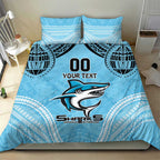 Sharks Rugby Custom Bedding Set With Polynesian Style