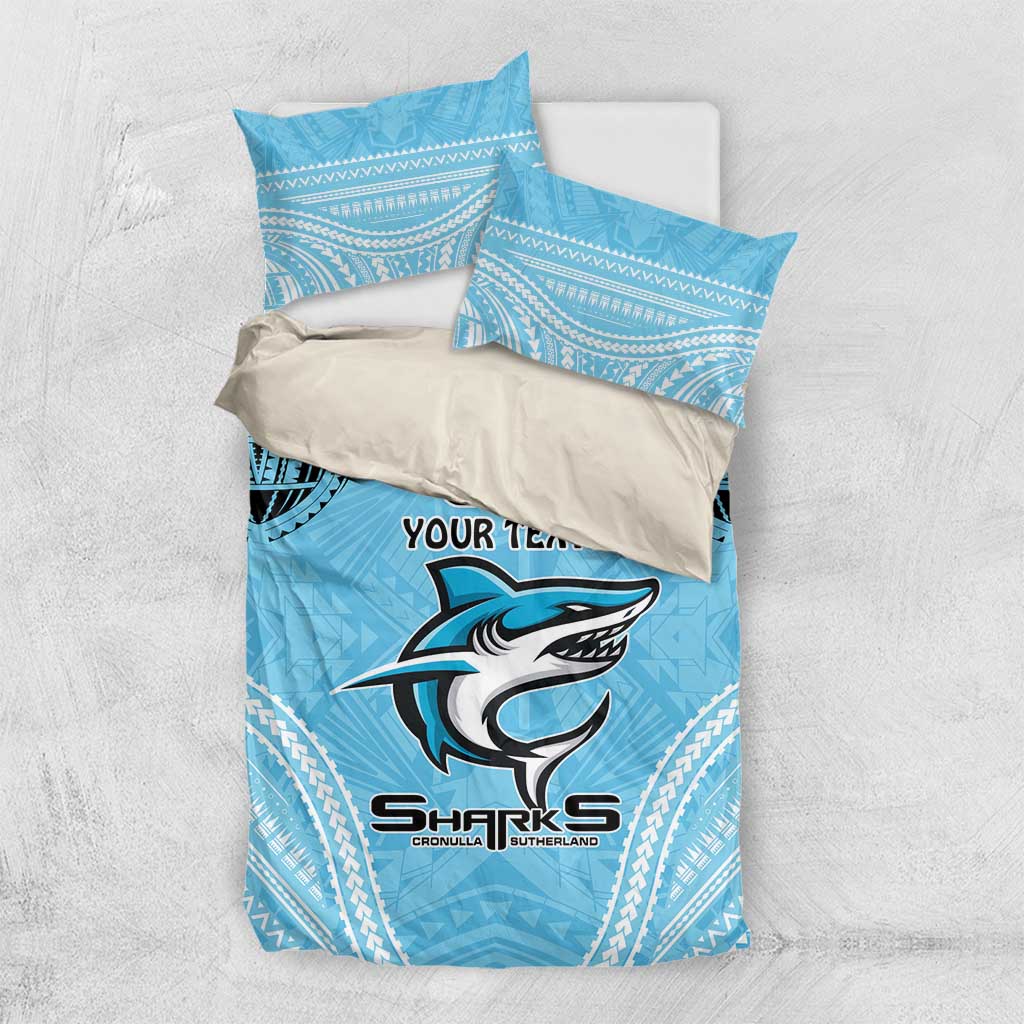 Sharks Rugby Custom Bedding Set With Polynesian Style
