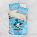 Sharks Rugby Custom Bedding Set With Polynesian Style
