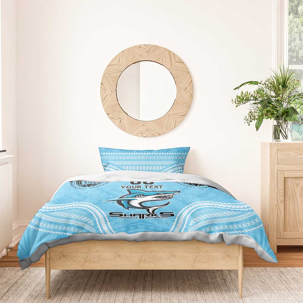 Sharks Rugby Custom Bedding Set With Polynesian Style