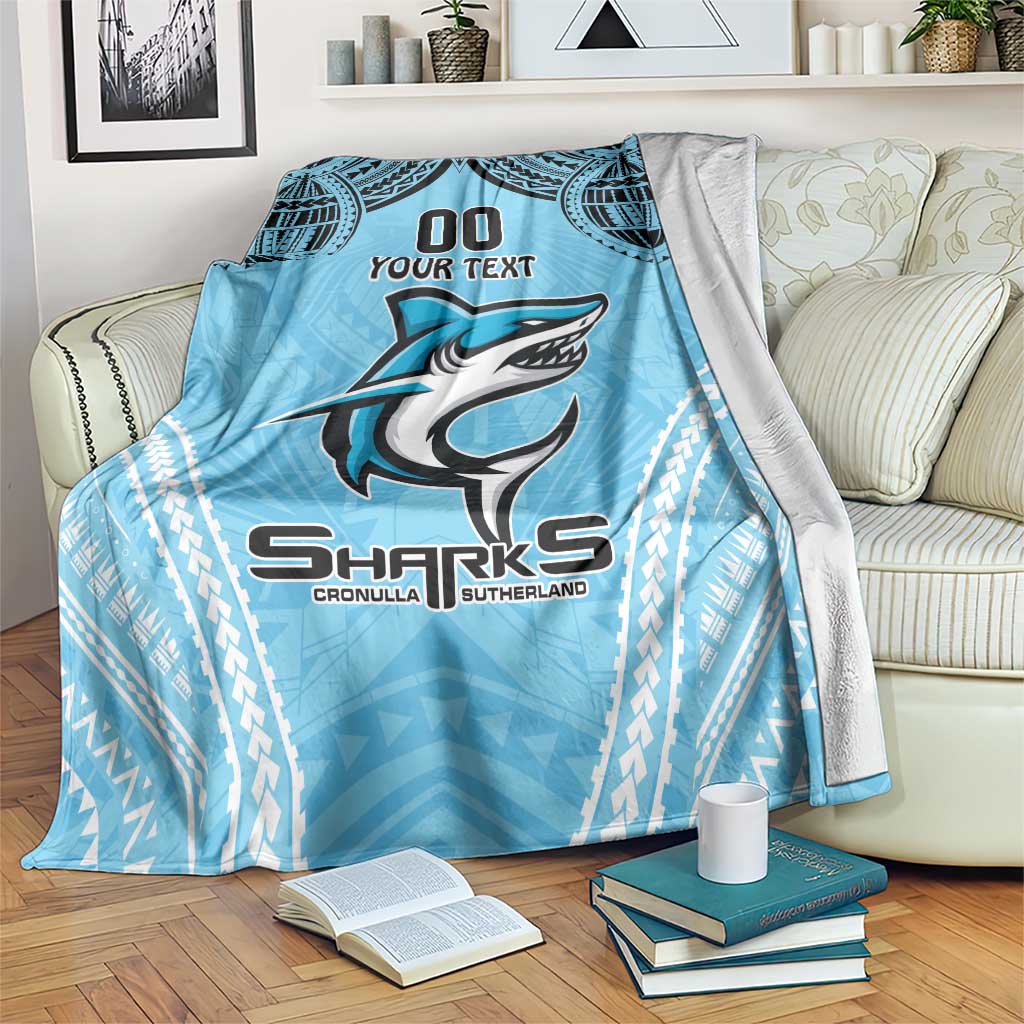 Sharks Rugby Custom Blanket With Polynesian Style