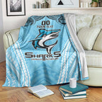 Sharks Rugby Custom Blanket With Polynesian Style
