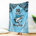 Sharks Rugby Custom Blanket With Polynesian Style