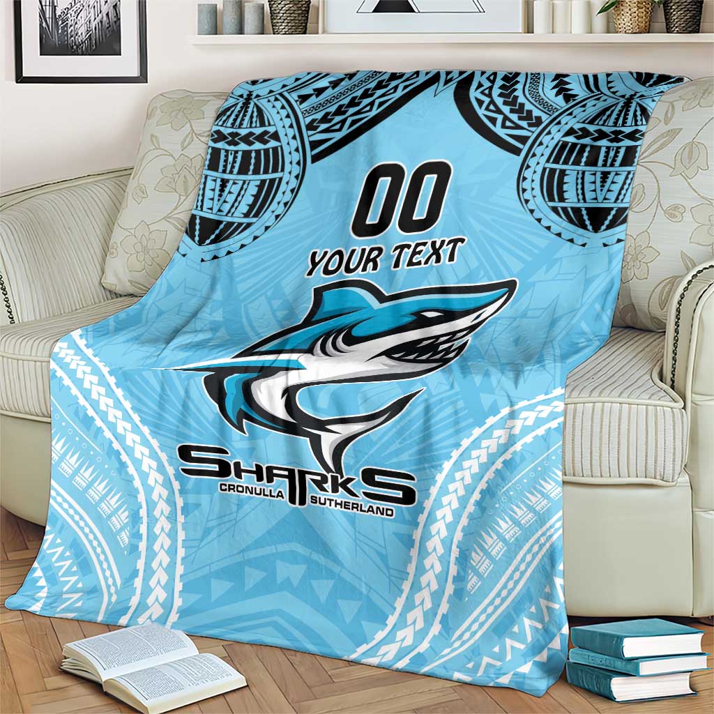 Sharks Rugby Custom Blanket With Polynesian Style