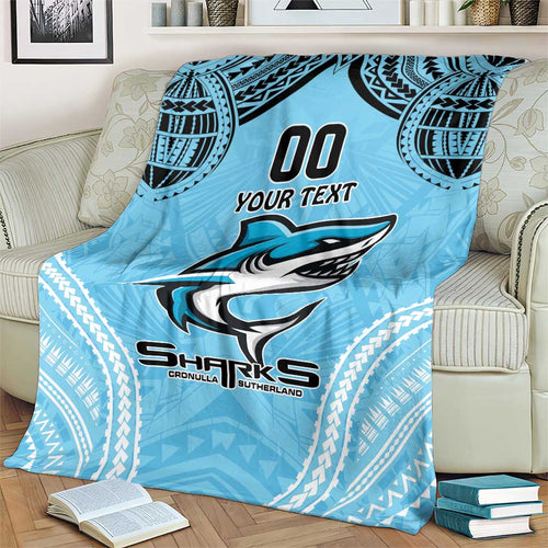 Sharks Rugby Custom Blanket With Polynesian Style