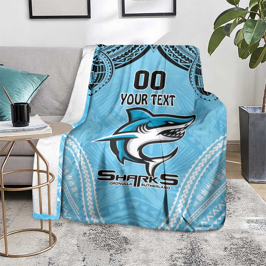 Sharks Rugby Custom Blanket With Polynesian Style