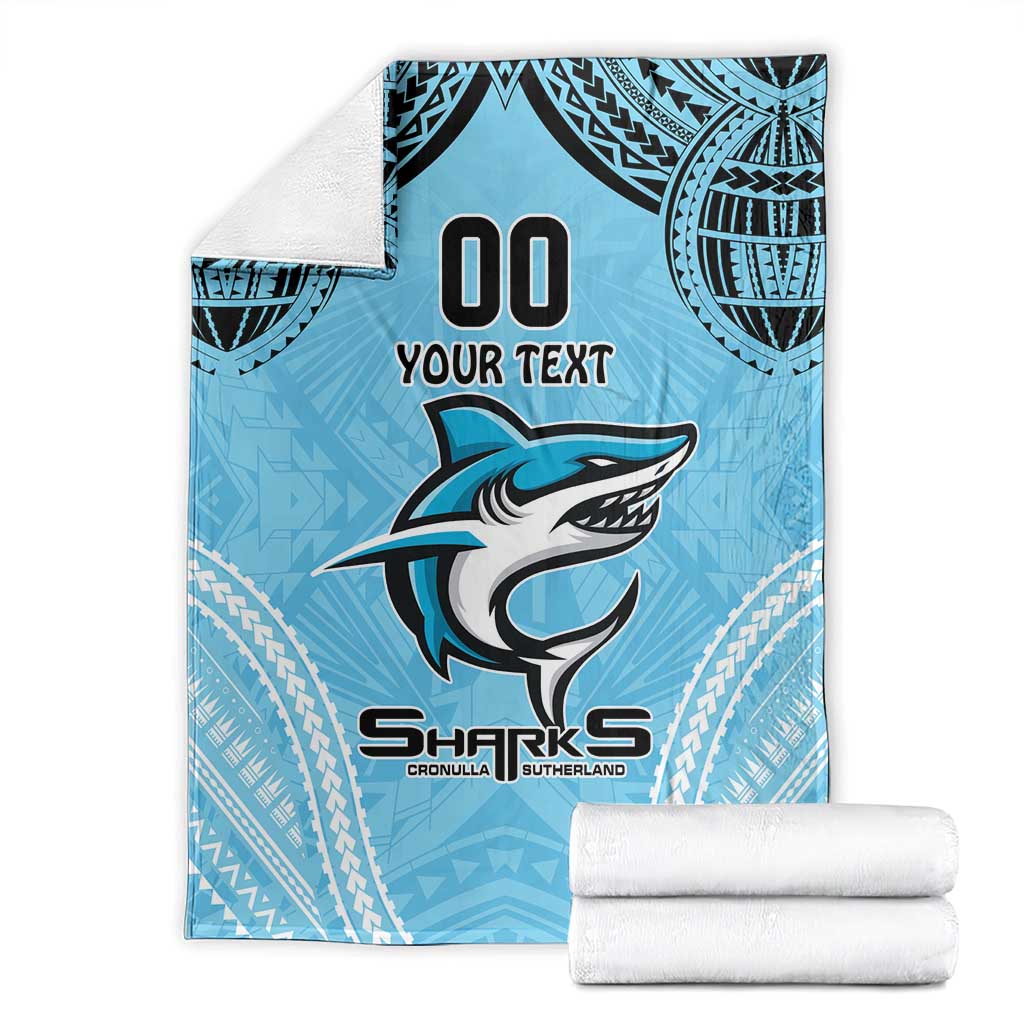 Sharks Rugby Custom Blanket With Polynesian Style
