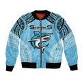 Sharks Rugby Custom Bomber Jacket With Polynesian Style