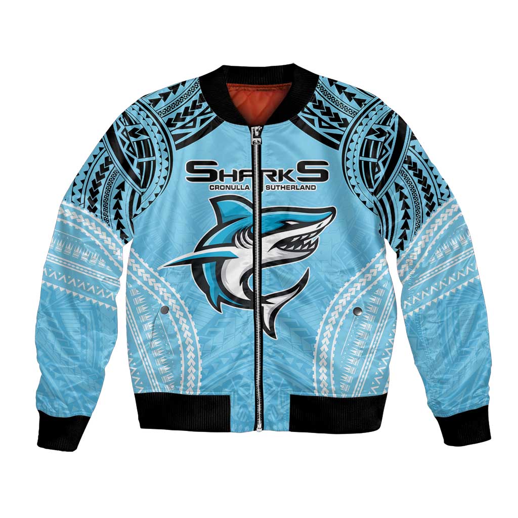 Sharks Rugby Custom Bomber Jacket With Polynesian Style