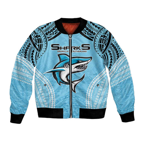 Sharks Rugby Custom Bomber Jacket With Polynesian Style