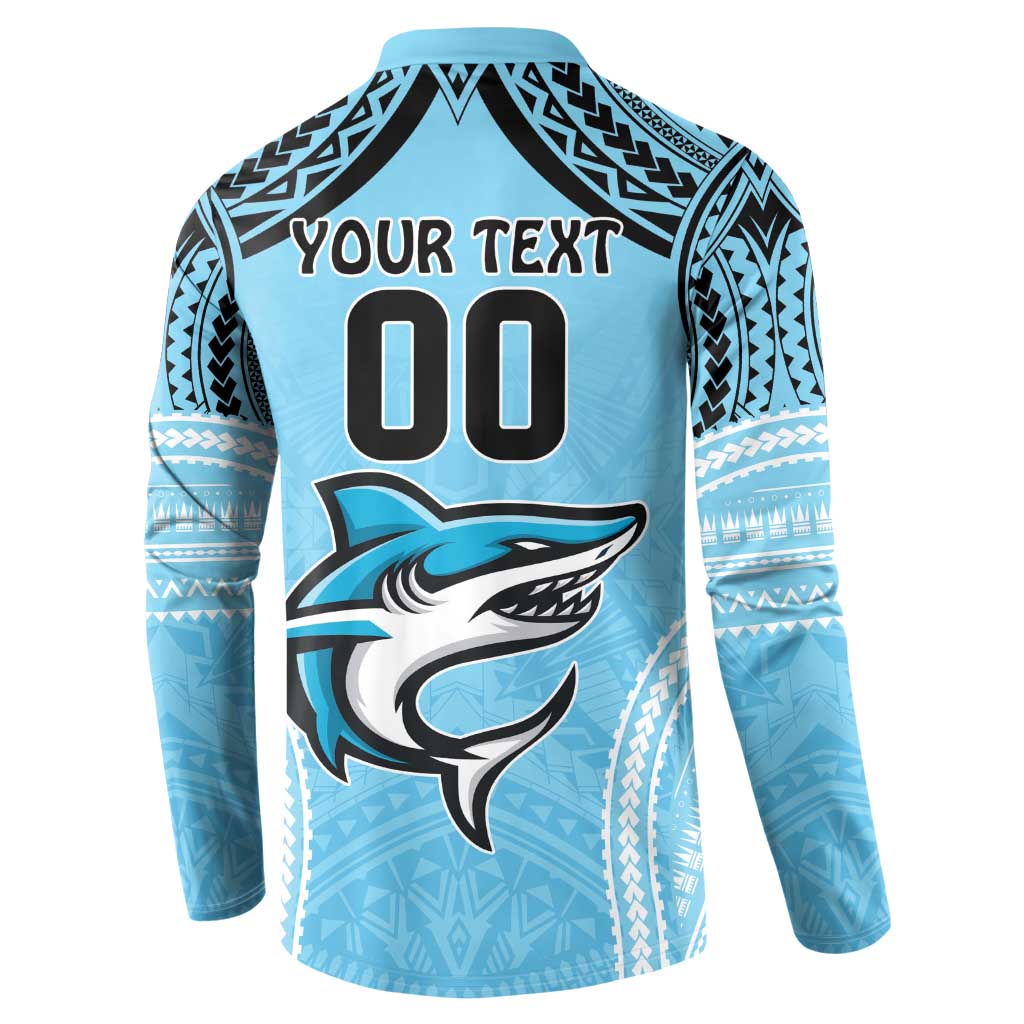 Sharks Rugby Custom Button Sweatshirt With Polynesian Style