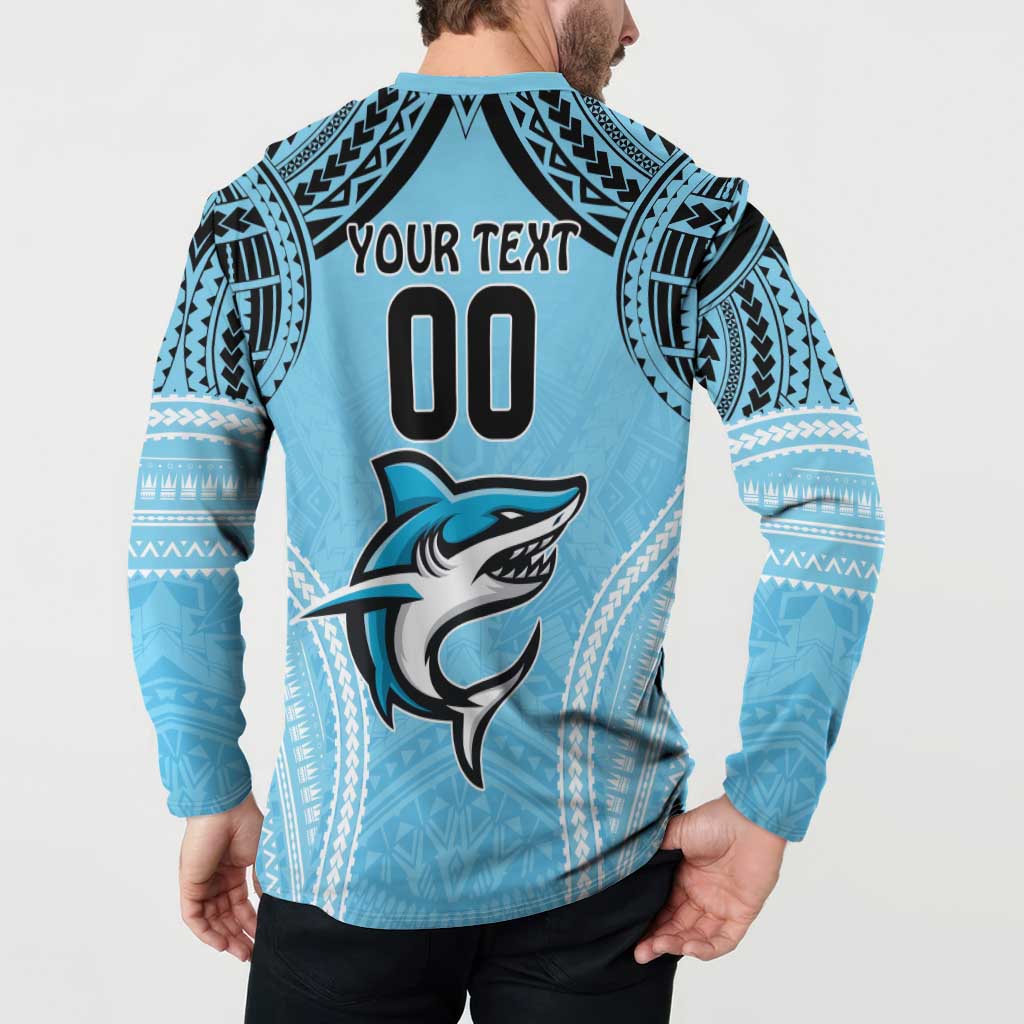 Sharks Rugby Custom Button Sweatshirt With Polynesian Style