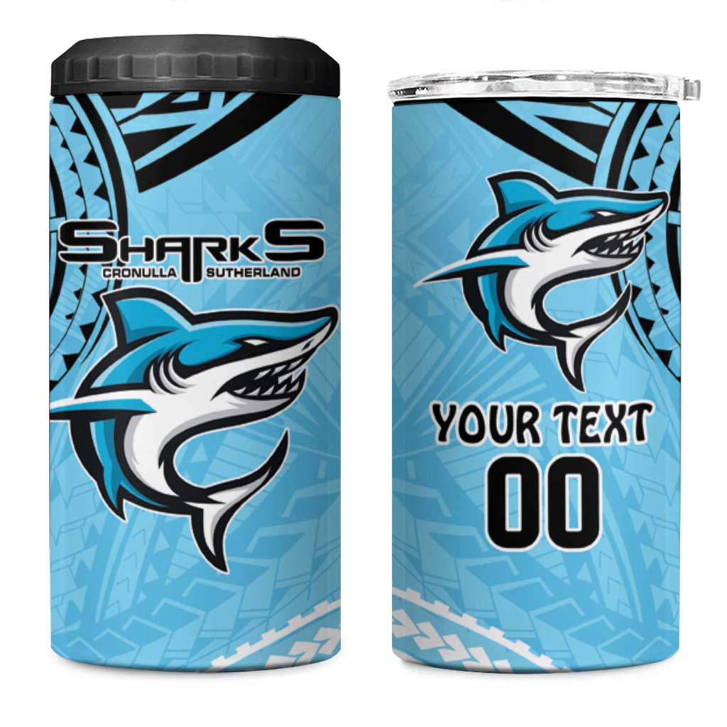Sharks Rugby Custom 4 in 1 Can Cooler Tumbler With Polynesian Style