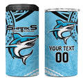 Sharks Rugby Custom 4 in 1 Can Cooler Tumbler With Polynesian Style