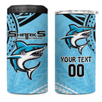 Sharks Rugby Custom 4 in 1 Can Cooler Tumbler With Polynesian Style