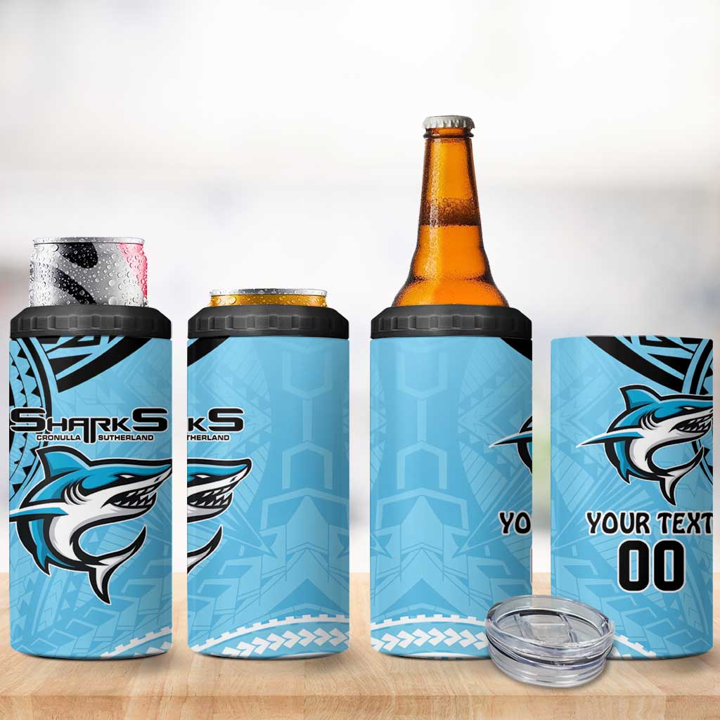 Sharks Rugby Custom 4 in 1 Can Cooler Tumbler With Polynesian Style