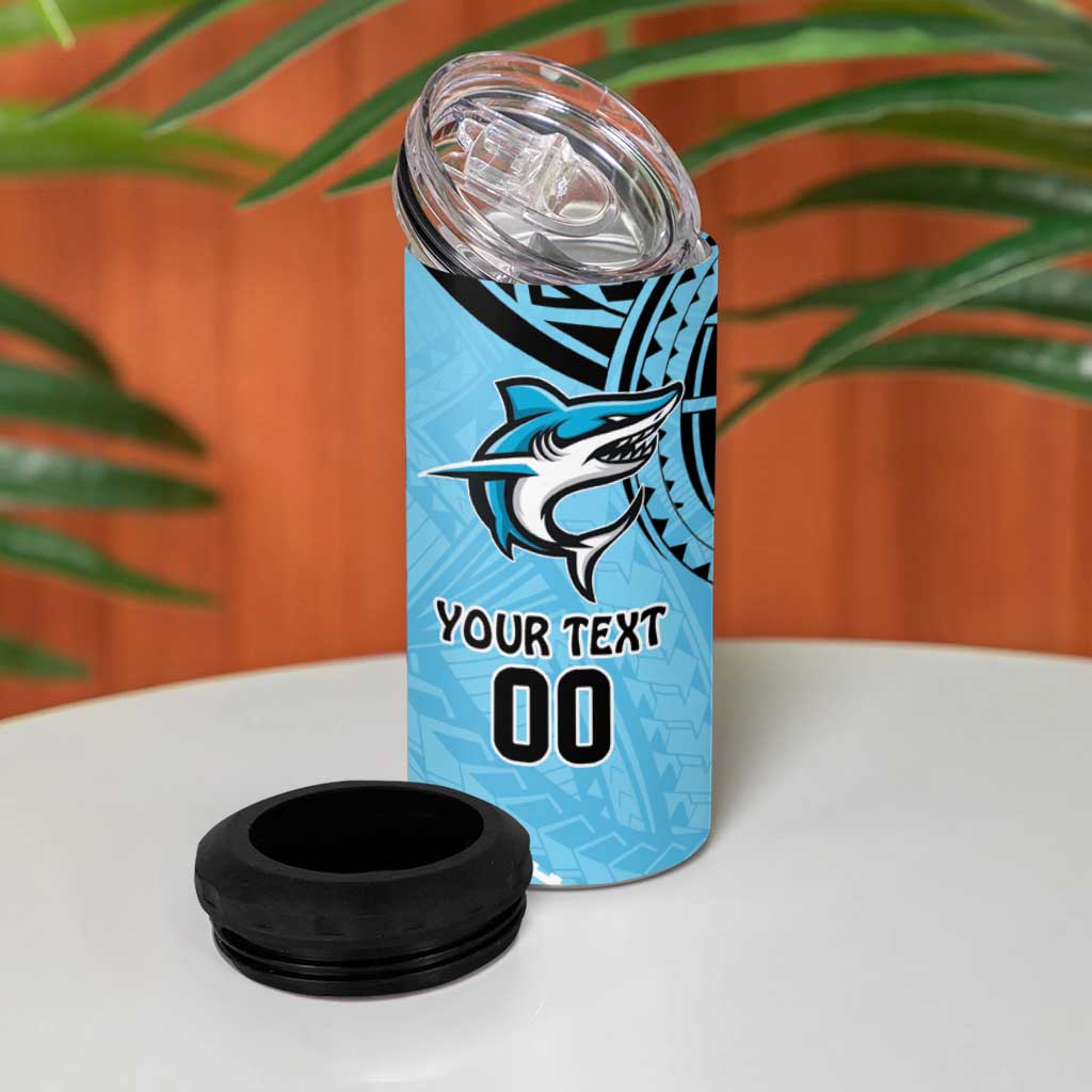 Sharks Rugby Custom 4 in 1 Can Cooler Tumbler With Polynesian Style