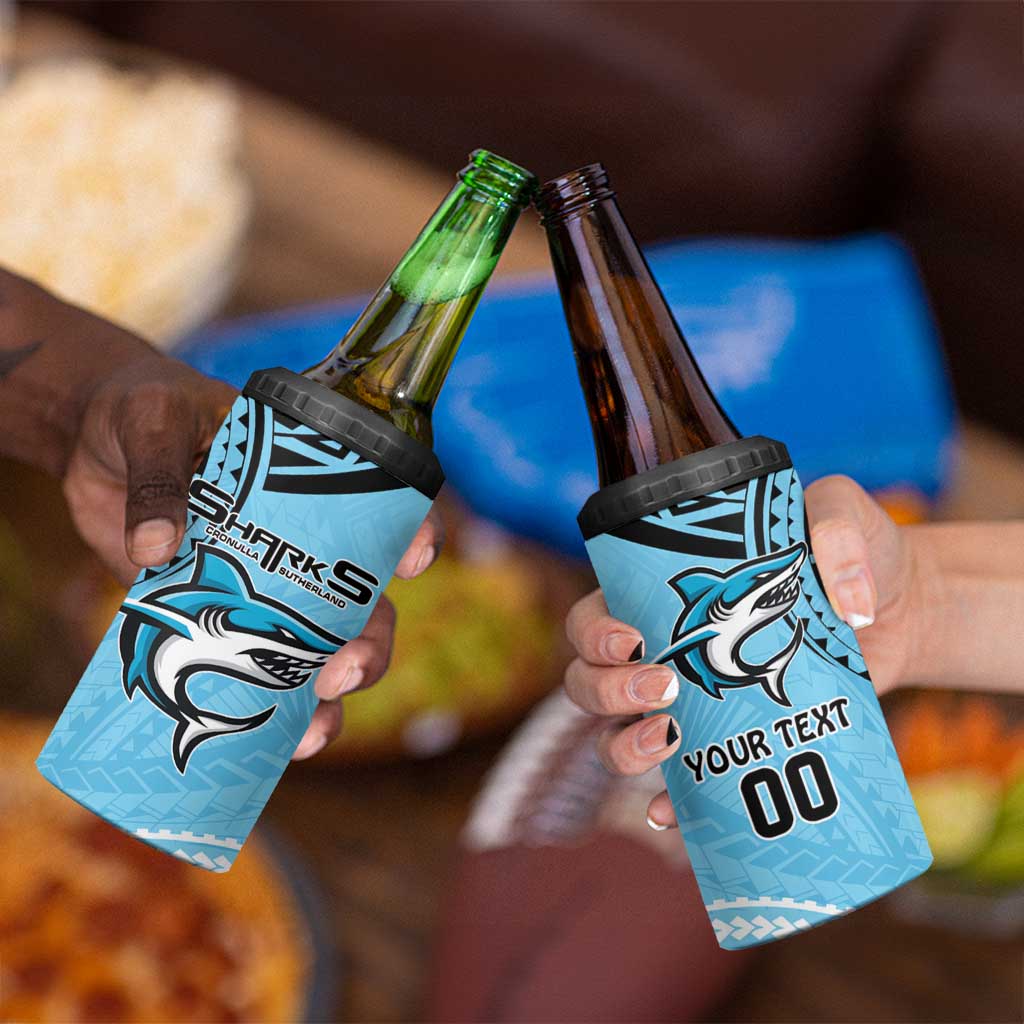 Sharks Rugby Custom 4 in 1 Can Cooler Tumbler With Polynesian Style