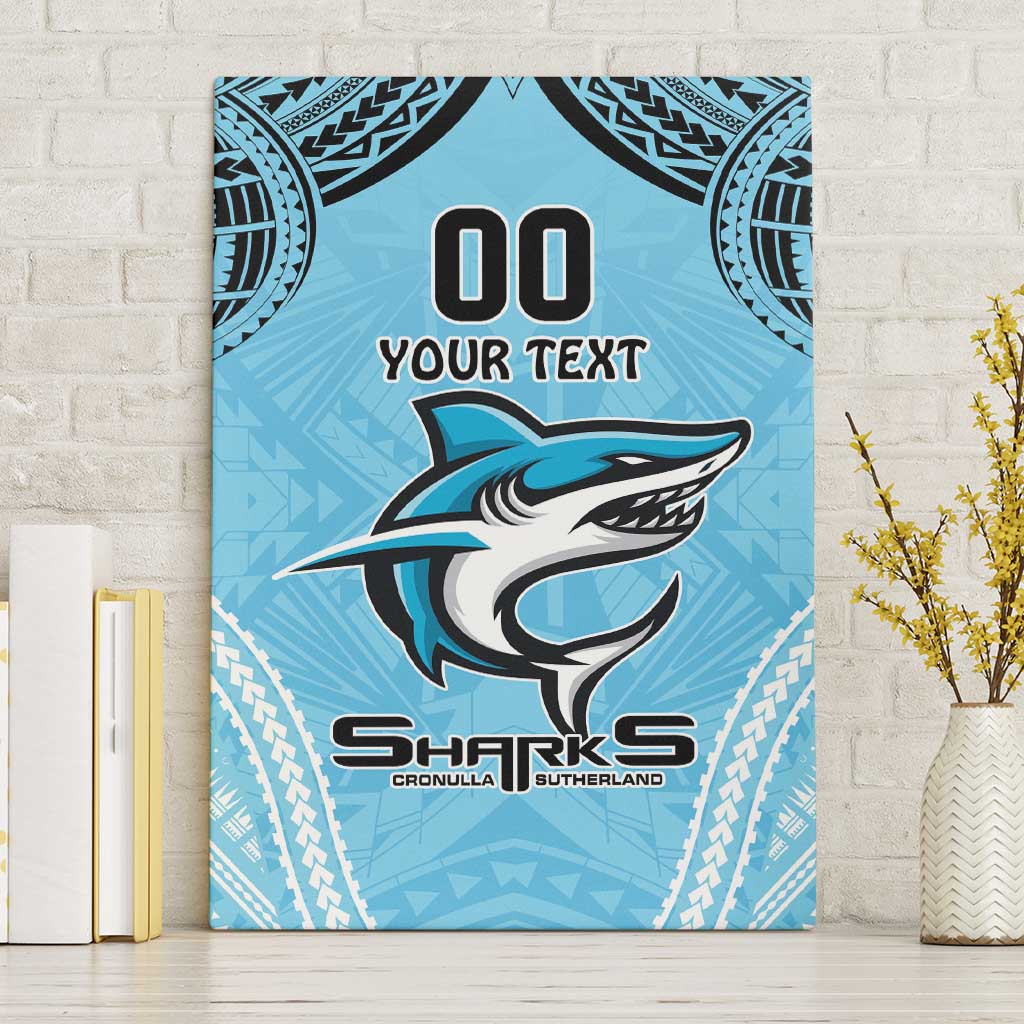 Sharks Rugby Custom Canvas Wall Art With Polynesian Style